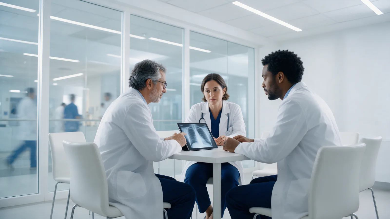 Cardiologista, angiologista e cirurgião vascular discutem o cuidado da circulação