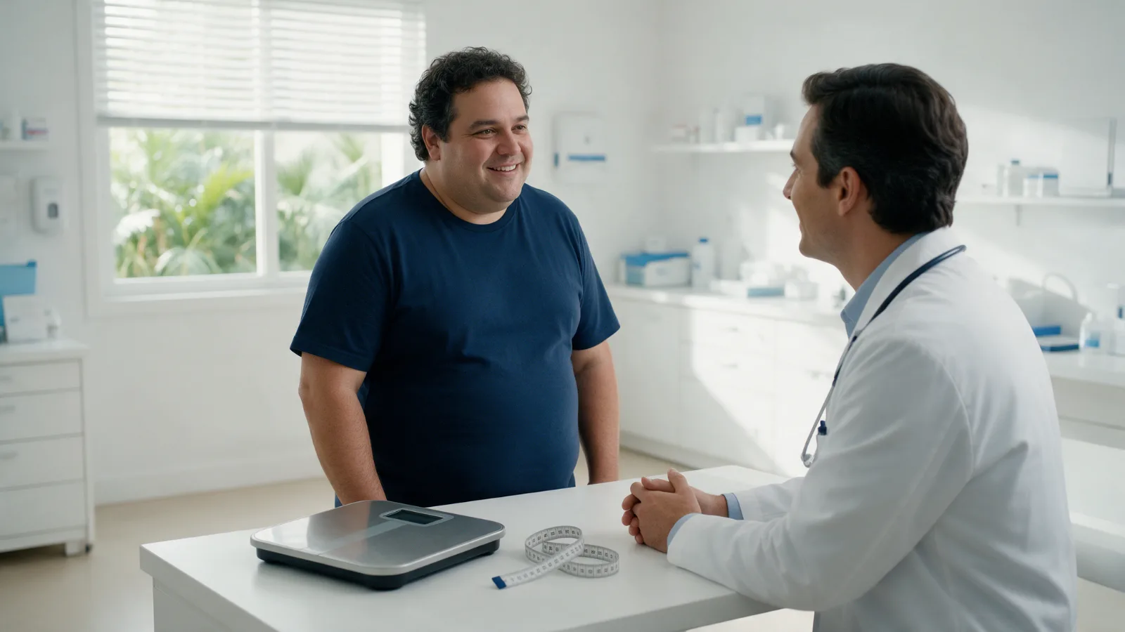 Paciente em consulta de avaliação para cirurgia bariátrica e saúde do coração