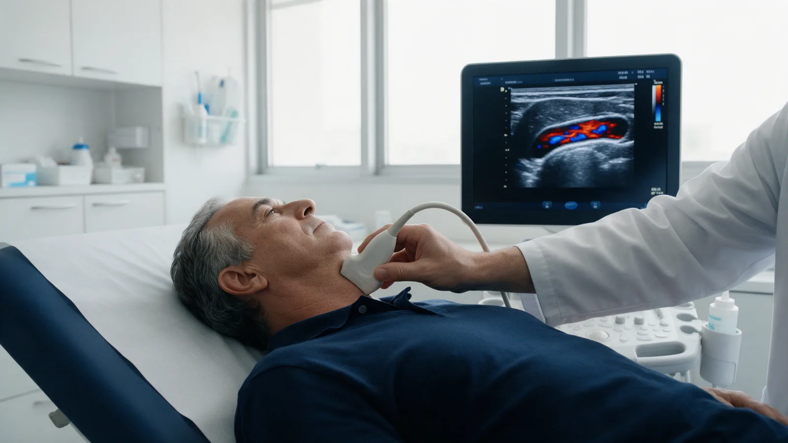 Exame de Doppler de carótidas em paciente para prevenção de AVC