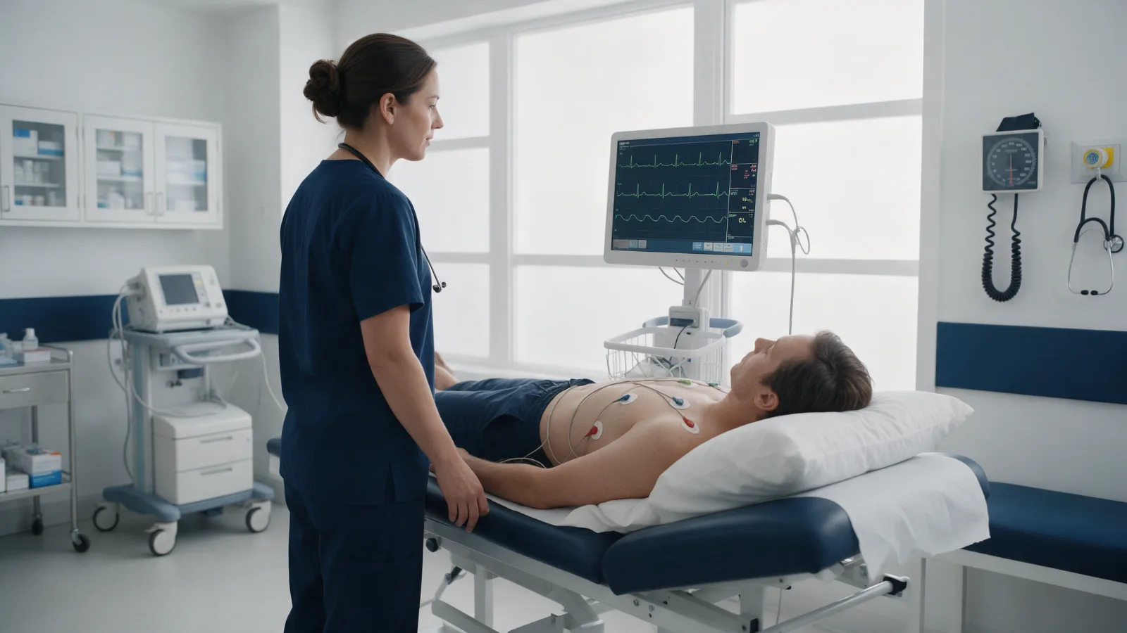 Paciente realiza eletrocardiograma em unidade de medicina diagnóstica em Fortaleza